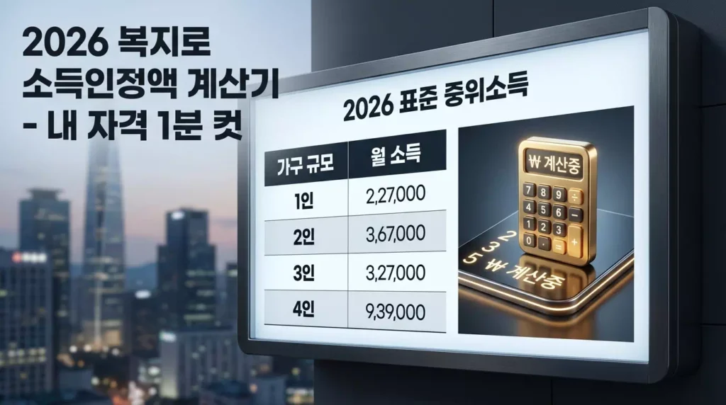 2026년 기준 중위소득 및 복지로 소득인정액 계산기 활용