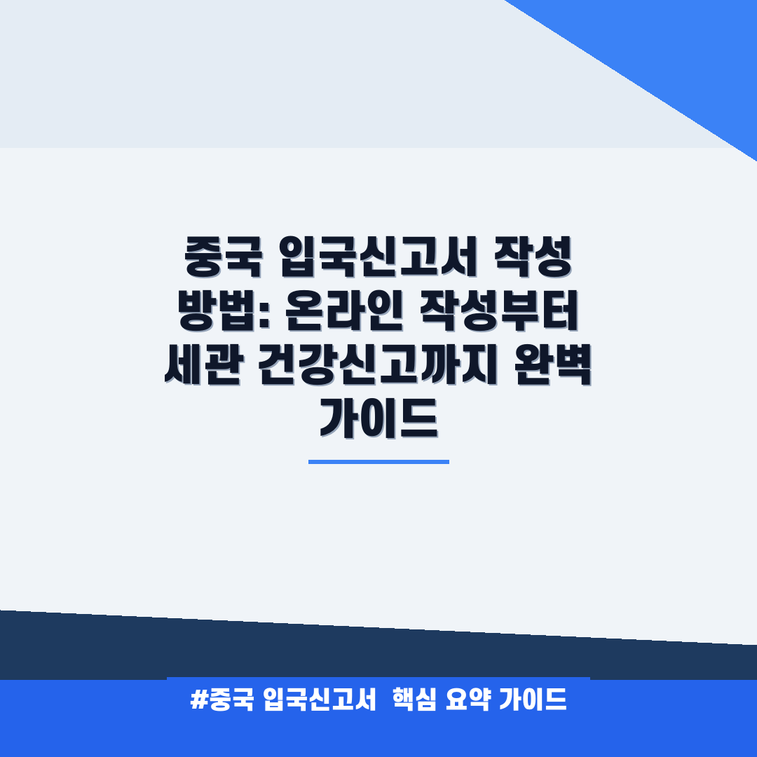 중국 입국신고서 안내