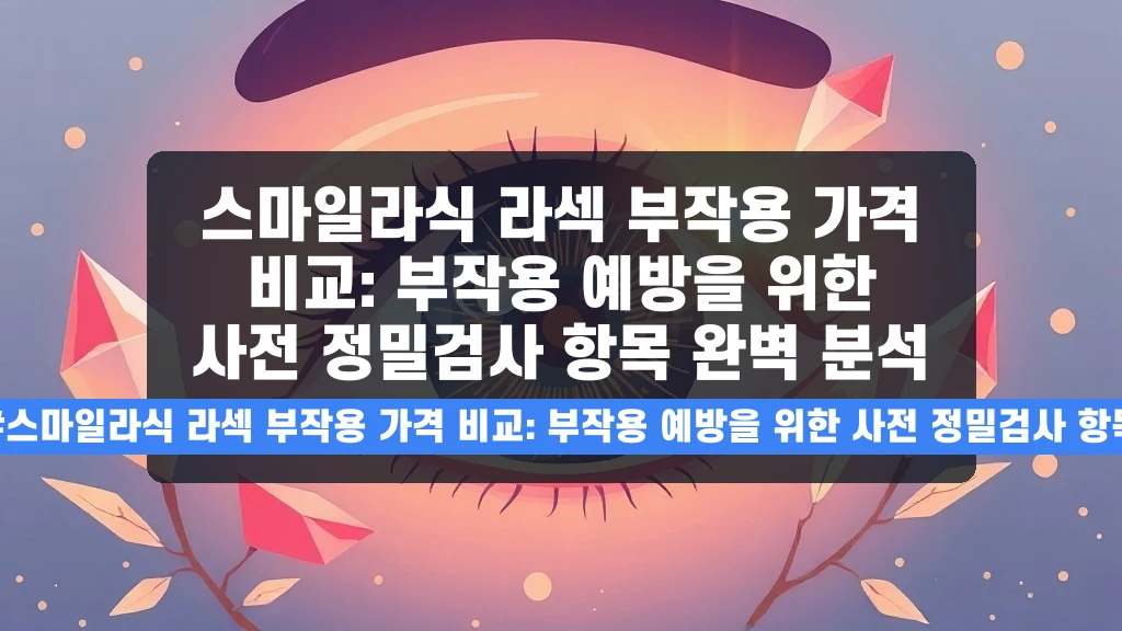 스마일라식 라섹 부작용 가격 비교: 부작용 예방을 위한 사전 정밀검사 항목 완벽 분석 안내