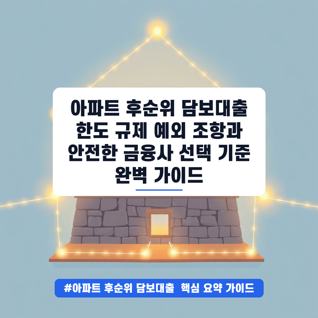 아파트 후순위 담보대출 한도 규제 예외 조항과 안전한 금융사 선택 기준 완벽 가이드 안내