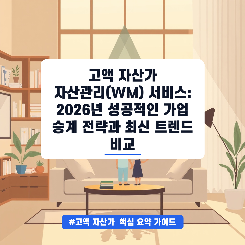 고액 자산가 자산관리(WM) 서비스: 2026년 성공적인 가업 승계 전략과 최신 트렌드 비교 안내