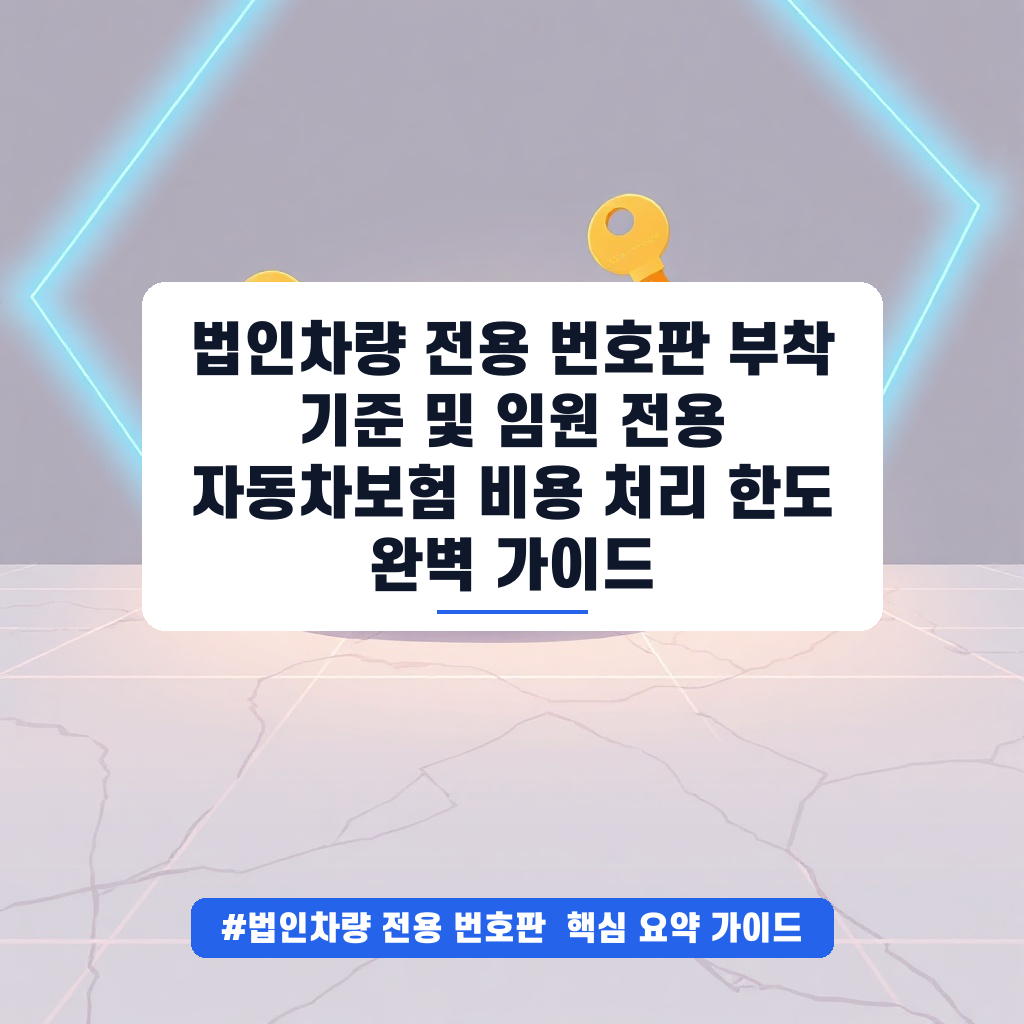 법인차량 전용 번호판 부착 기준 및 임원 전용 자동차보험 비용 처리 한도 완벽 가이드 안내