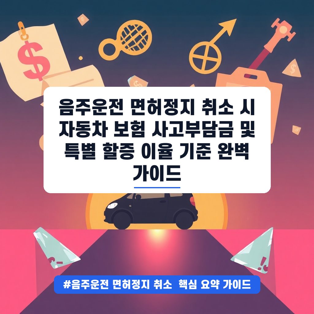 음주운전 면허정지 취소 시 자동차 보험 사고부담금 및 특별 할증 이율 기준 완벽 가이드 안내