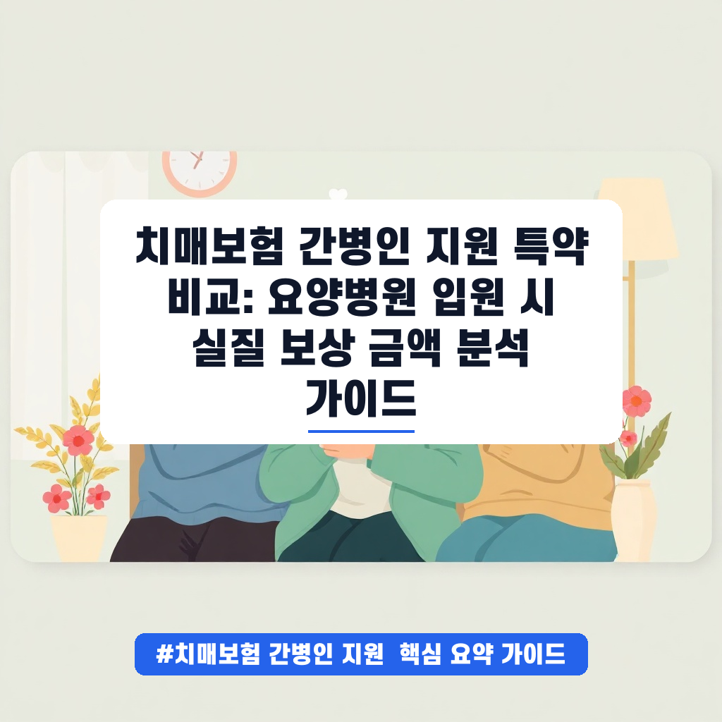 치매보험 간병인 지원 특약 비교: 요양병원 입원 시 실질 보상 금액 분석 가이드 안내
