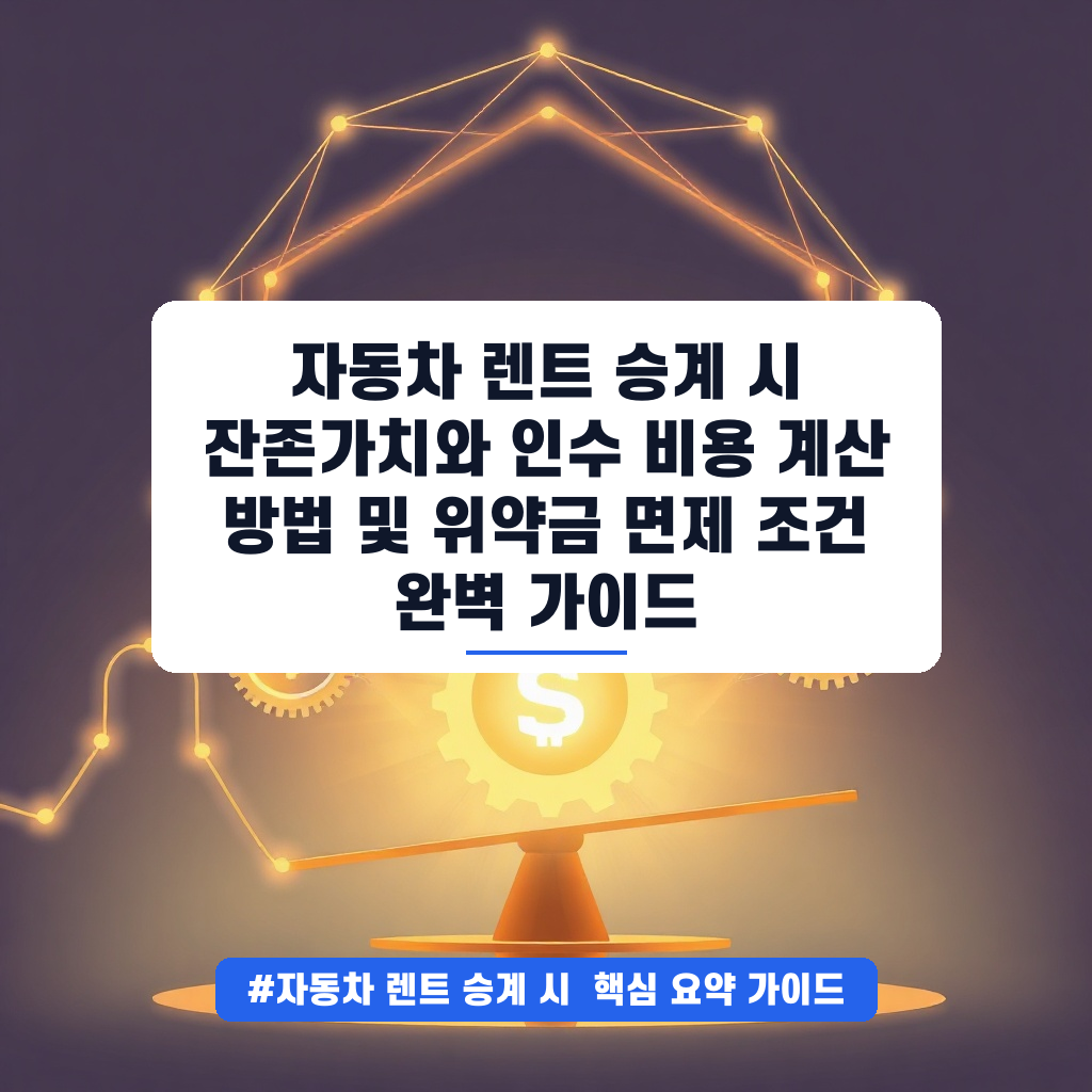 자동차 렌트 승계 시 잔존가치와 인수 비용 계산 방법 및 위약금 면제 조건 완벽 가이드 안내