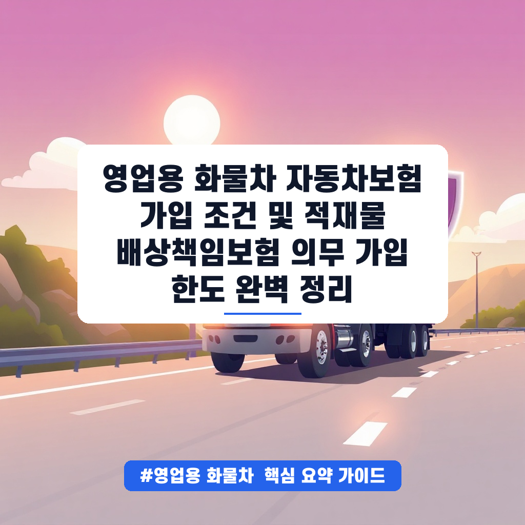 영업용 화물차 자동차보험 가입 조건 및 적재물 배상책임보험 의무 가입 한도 완벽 정리 안내