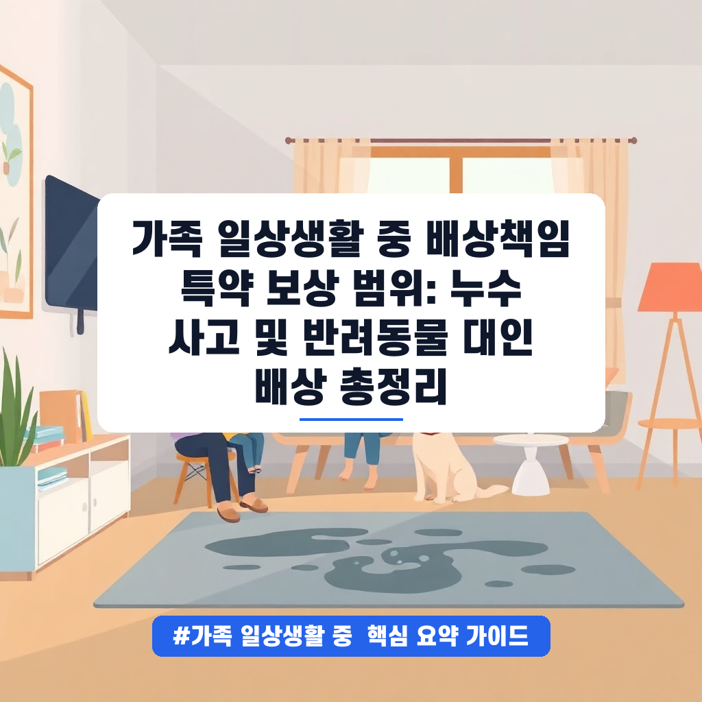 가족 일상생활 중 배상책임 특약 보상 범위: 누수 사고 및 반려동물 대인 배상 총정리 안내