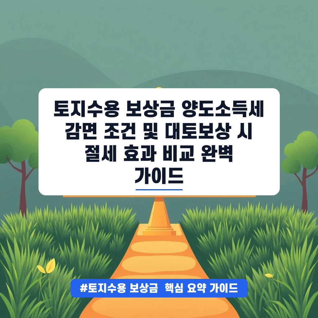 토지수용 보상금 양도소득세 감면 조건 및 대토보상 시 절세 효과 비교 완벽 가이드 안내