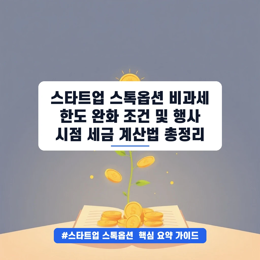 스타트업 스톡옵션 비과세 한도 완화 조건 및 행사 시점 세금 계산법 총정리 안내