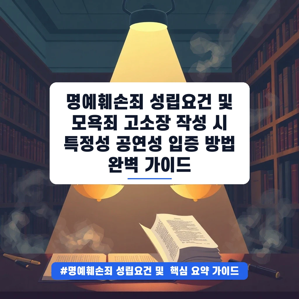 명예훼손죄 성립요건 및 모욕죄 고소장 작성 시 특정성 공연성 입증 방법 완벽 가이드 안내