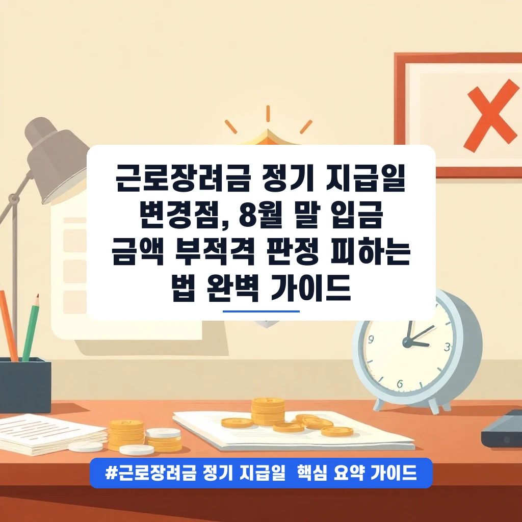 근로장려금 정기 지급일 변경점, 8월 말 입금 금액 부적격 판정 피하는 법 완벽 가이드 안내