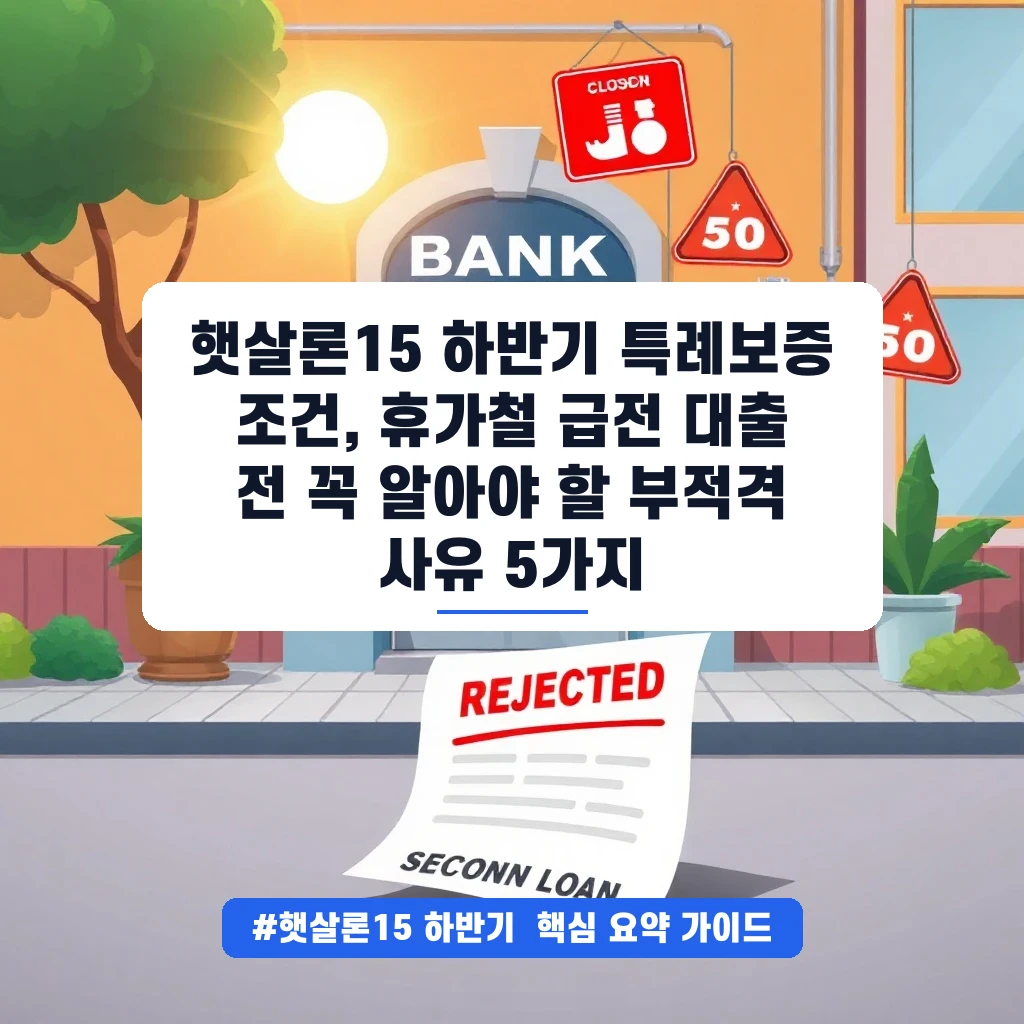 햇살론15 하반기 특례보증 조건, 휴가철 급전 대출 전 꼭 알아야 할 부적격 사유 5가지 안내
