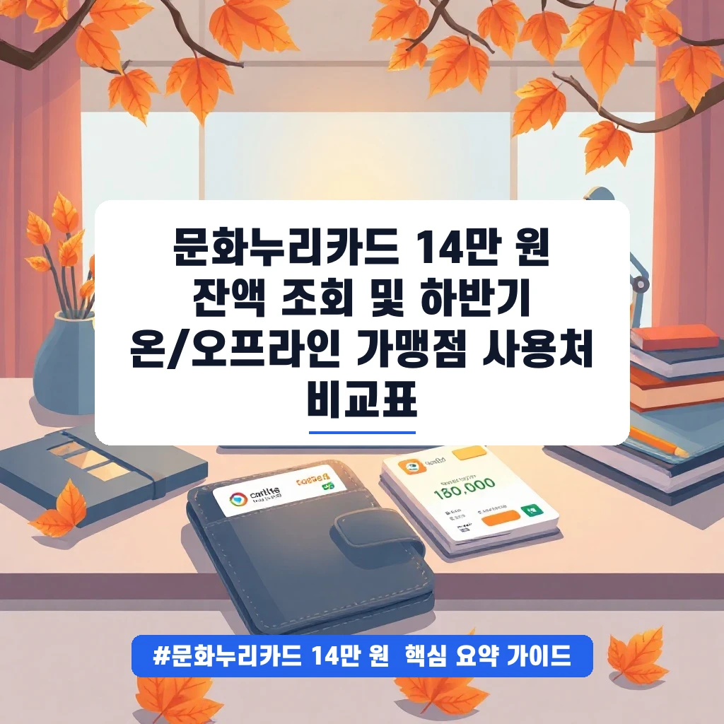 문화누리카드 14만 원 잔액 조회 및 하반기 온/오프라인 가맹점 사용처 비교표 안내