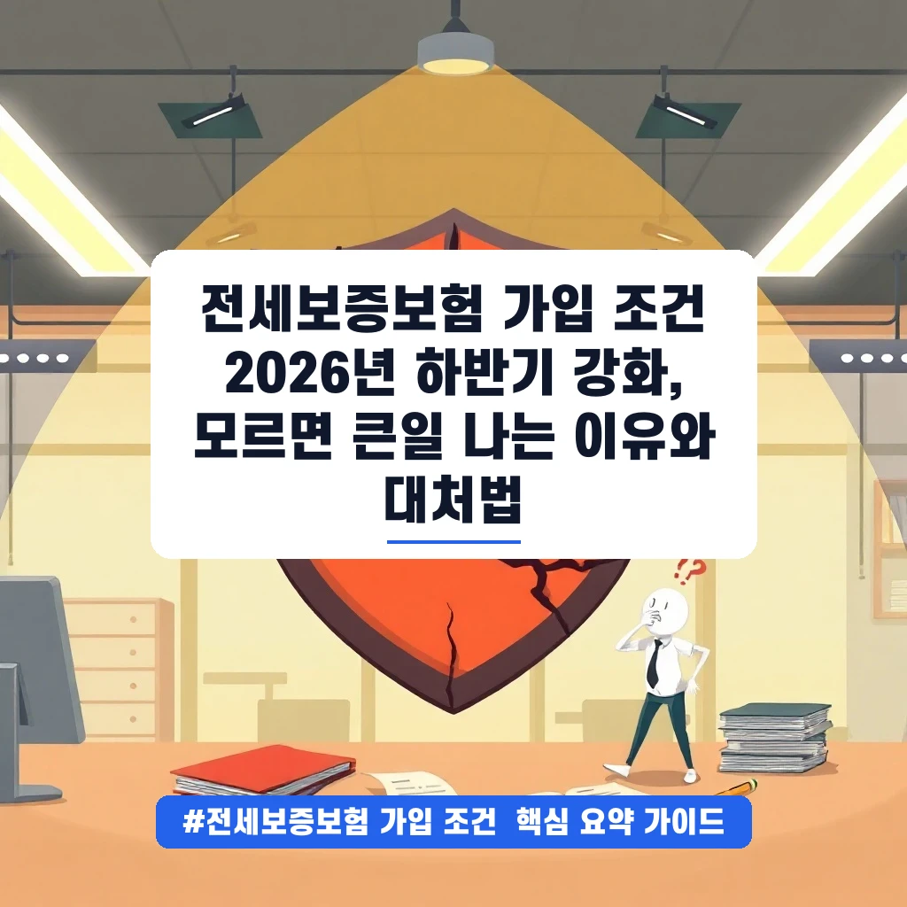전세보증보험 가입 조건 2026년 하반기 강화, 모르면 큰일 나는 이유와 대처법 안내