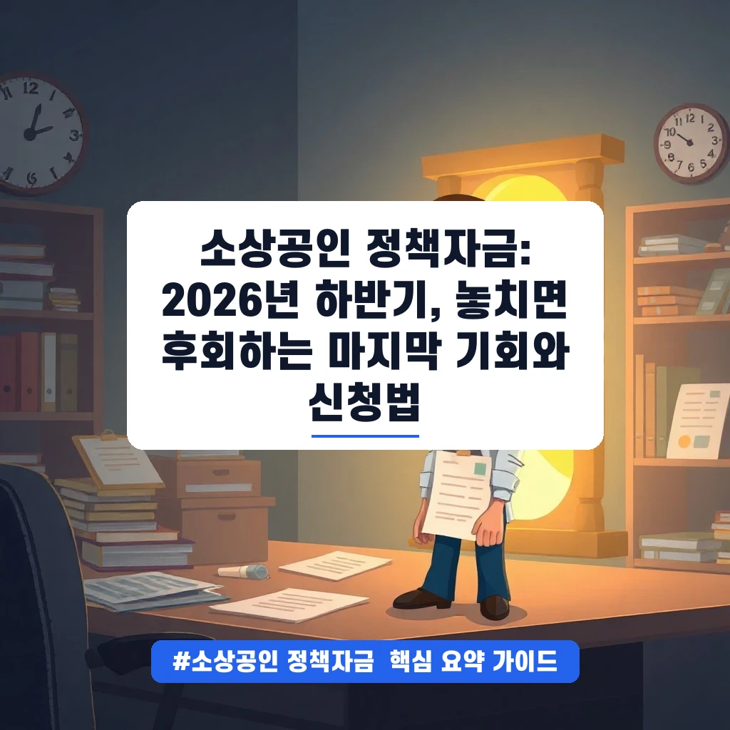 소상공인 정책자금: 2026년 하반기, 놓치면 후회하는 마지막 기회와 신청법 안내