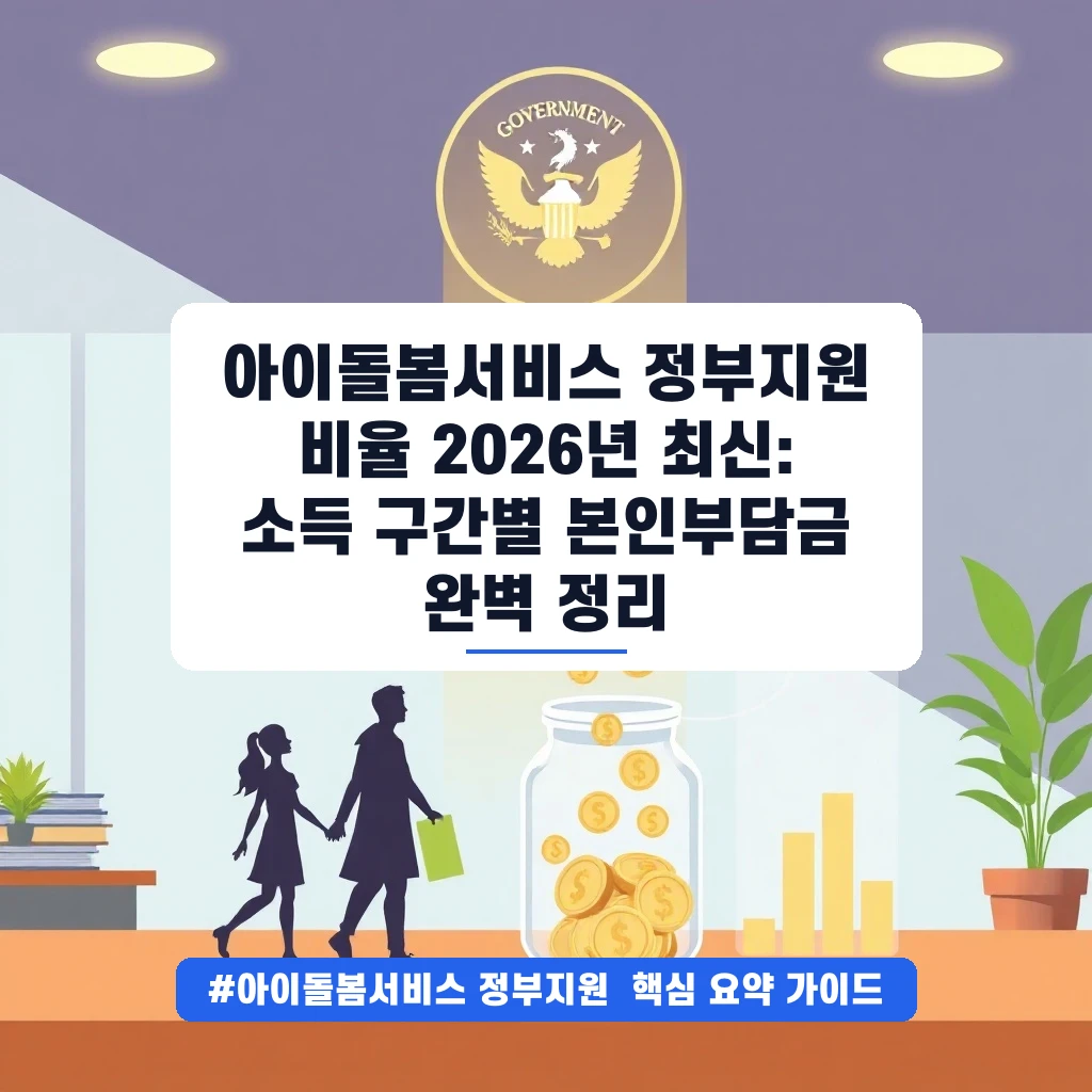 아이돌봄서비스 정부지원 비율 2026년 최신: 소득 구간별 본인부담금 완벽 정리 안내