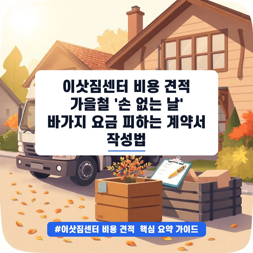 이삿짐센터 비용 견적 가을철 '손 없는 날' 바가지 요금 피하는 계약서 작성법 안내