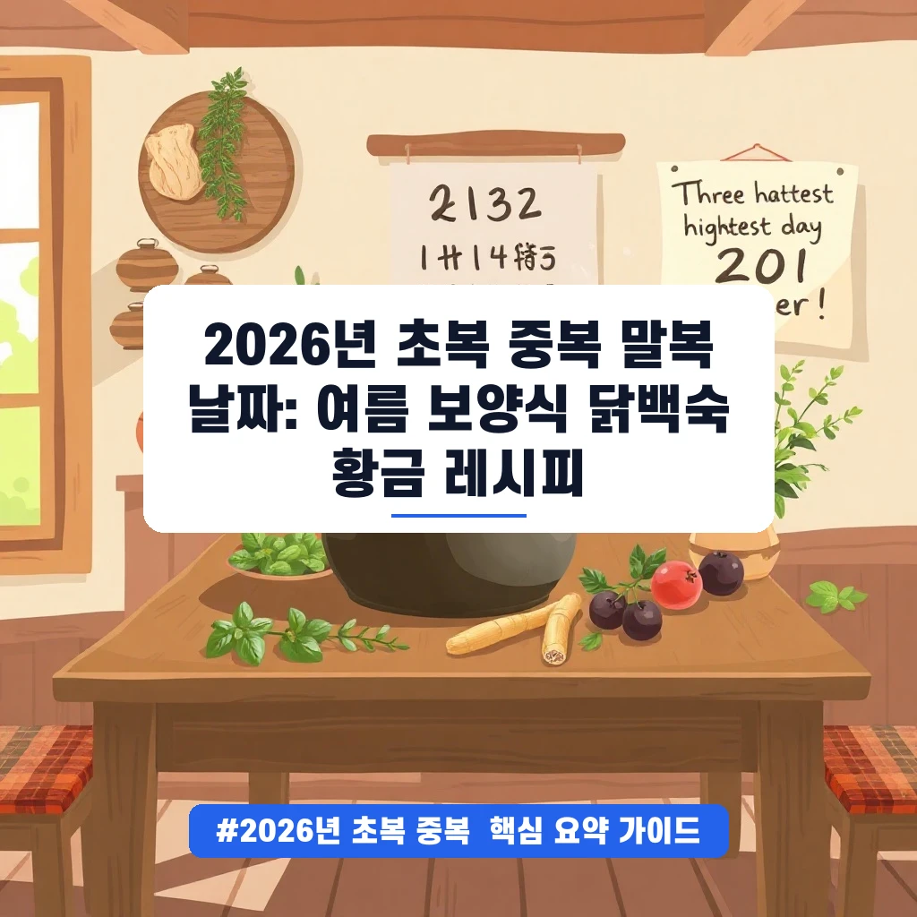 2026년 초복 중복 말복 날짜: 여름 보양식 닭백숙 황금 레시피 안내