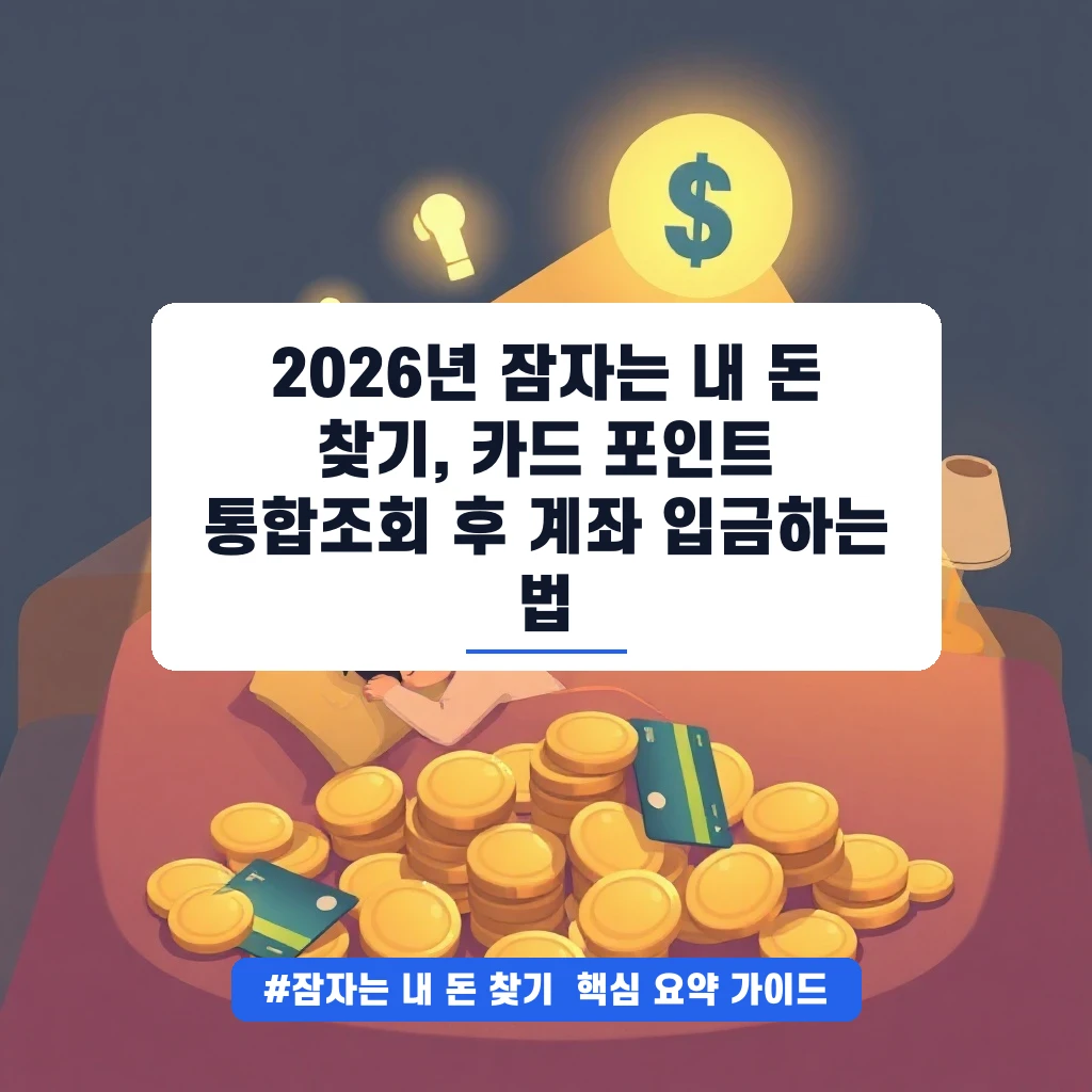 2026년 잠자는 내 돈 찾기, 카드 포인트 통합조회 후 계좌 입금하는 법 안내