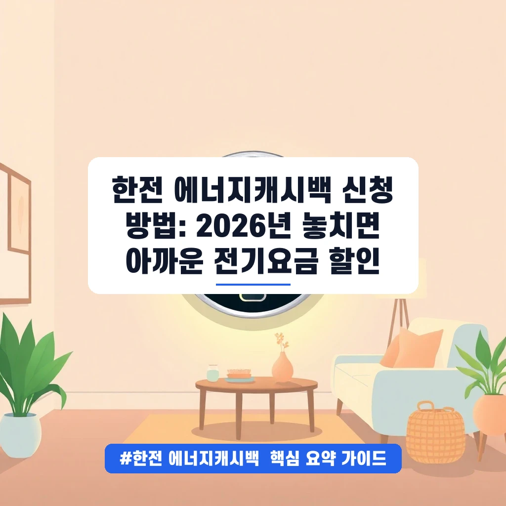 한전 에너지캐시백 신청 방법: 2026년 놓치면 아까운 전기요금 할인 안내