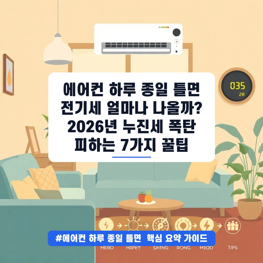 에어컨 하루 종일 틀면 전기세 얼마나 나올까? 2026년 누진세 폭탄 피하는 7가지 꿀팁 안내