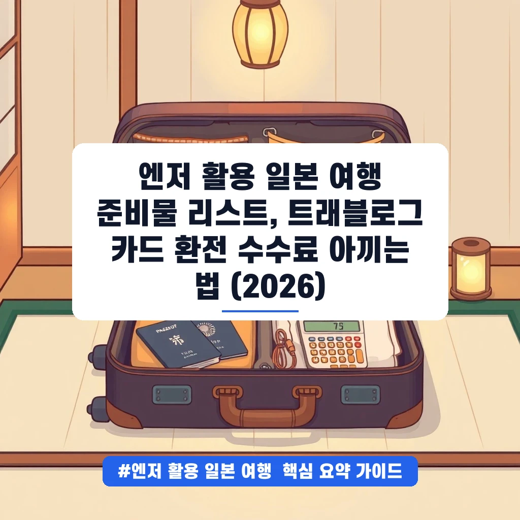 엔저 활용 일본 여행 준비물 리스트, 트래블로그 카드 환전 수수료 아끼는 법 (2026)