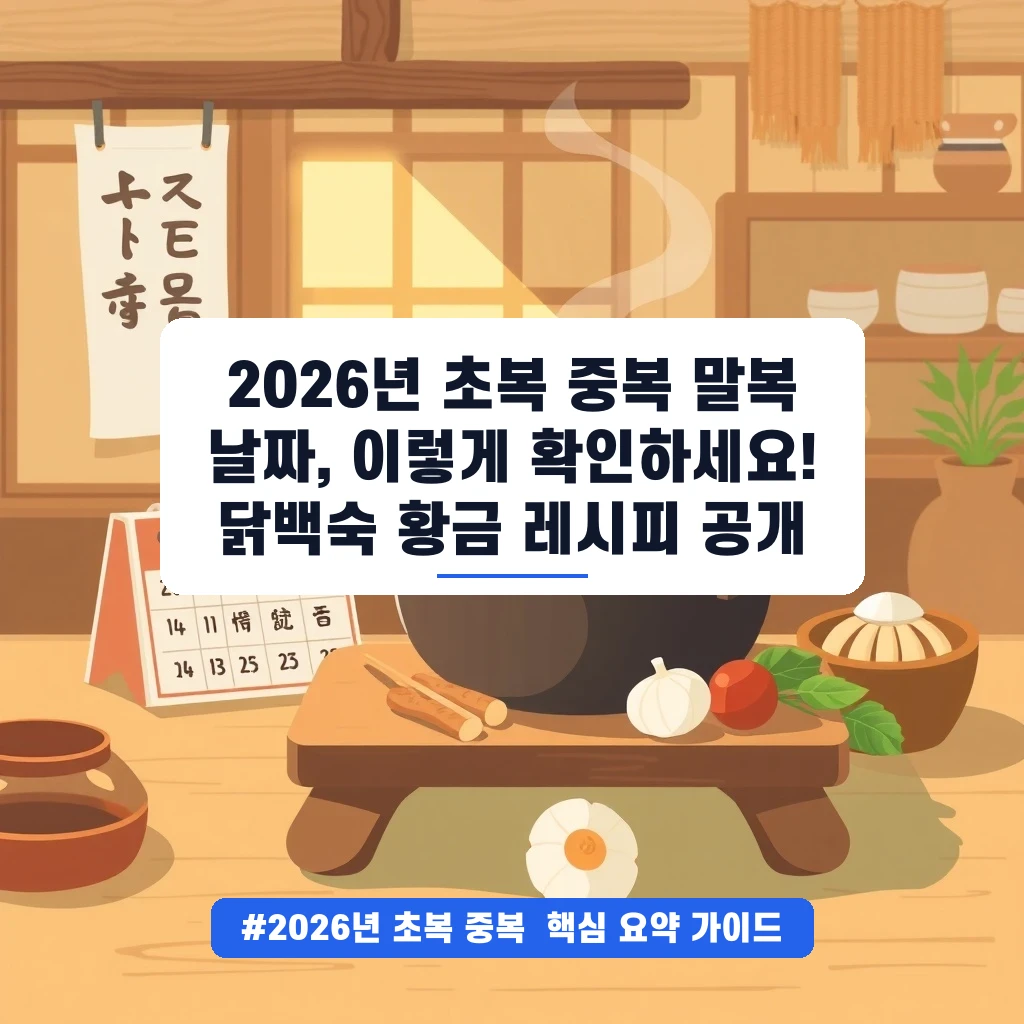 2026년 초복 중복 말복 날짜, 이렇게 확인하세요! 닭백숙 황금 레시피 공개 안내