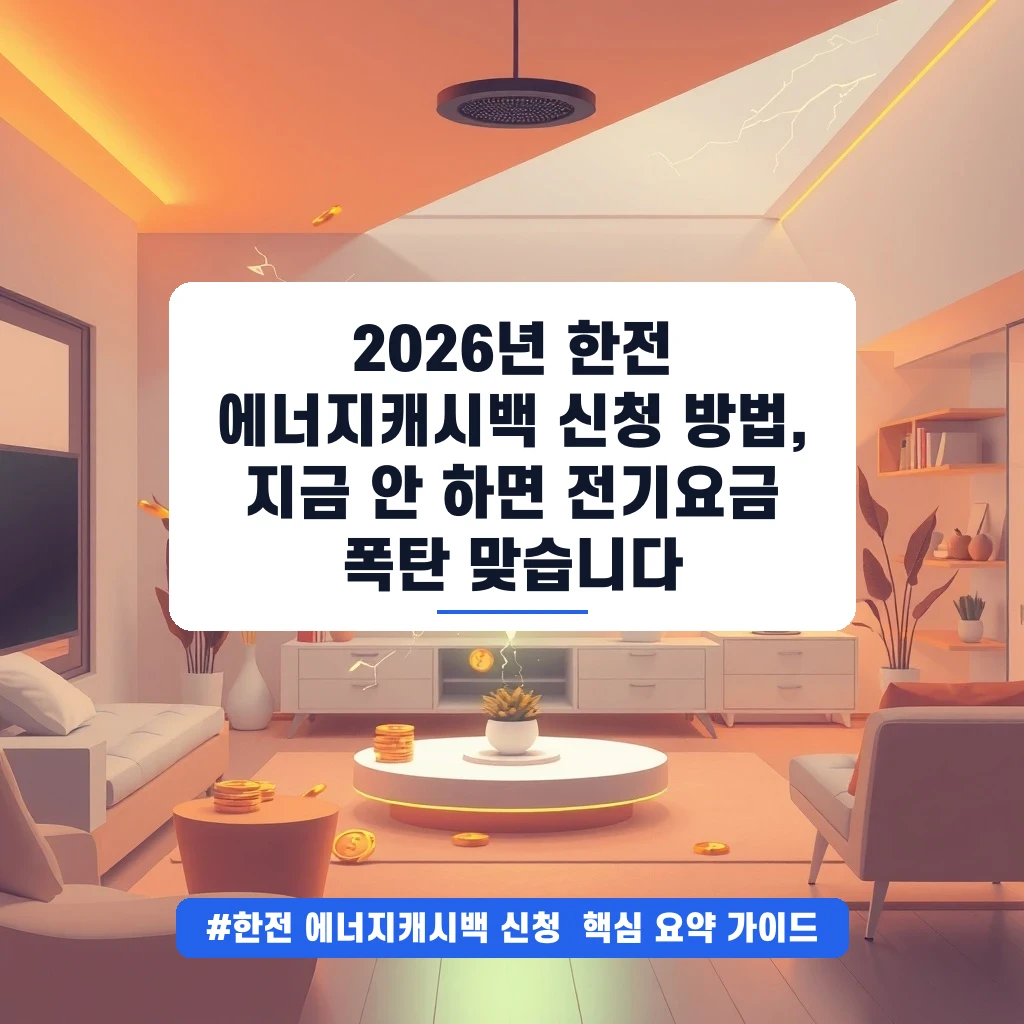 2026년 한전 에너지캐시백 신청 방법, 지금 안 하면 전기요금 폭탄 맞습니다 안내