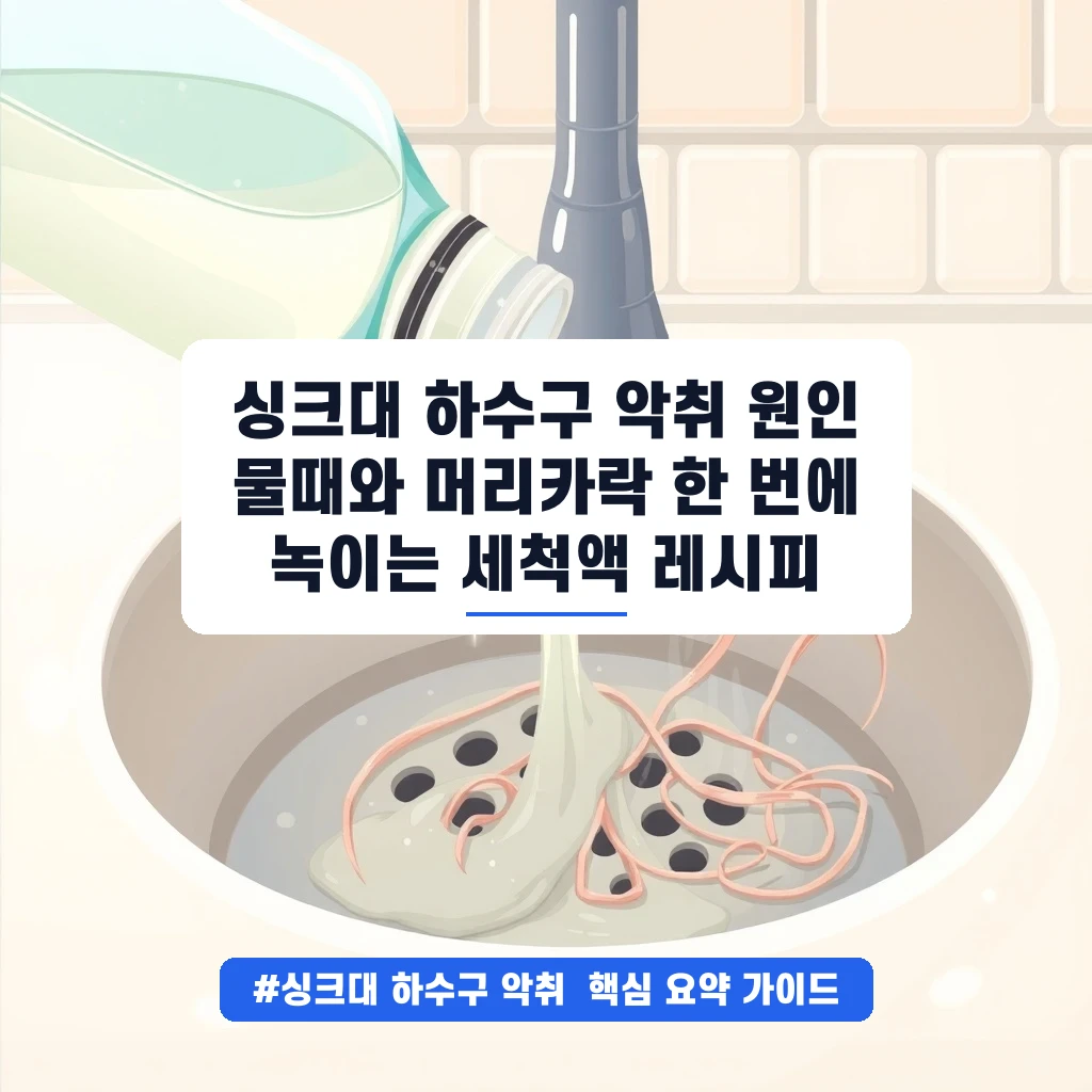 싱크대 하수구 악취 원인 물때와 머리카락 한 번에 녹이는 세척액 레시피