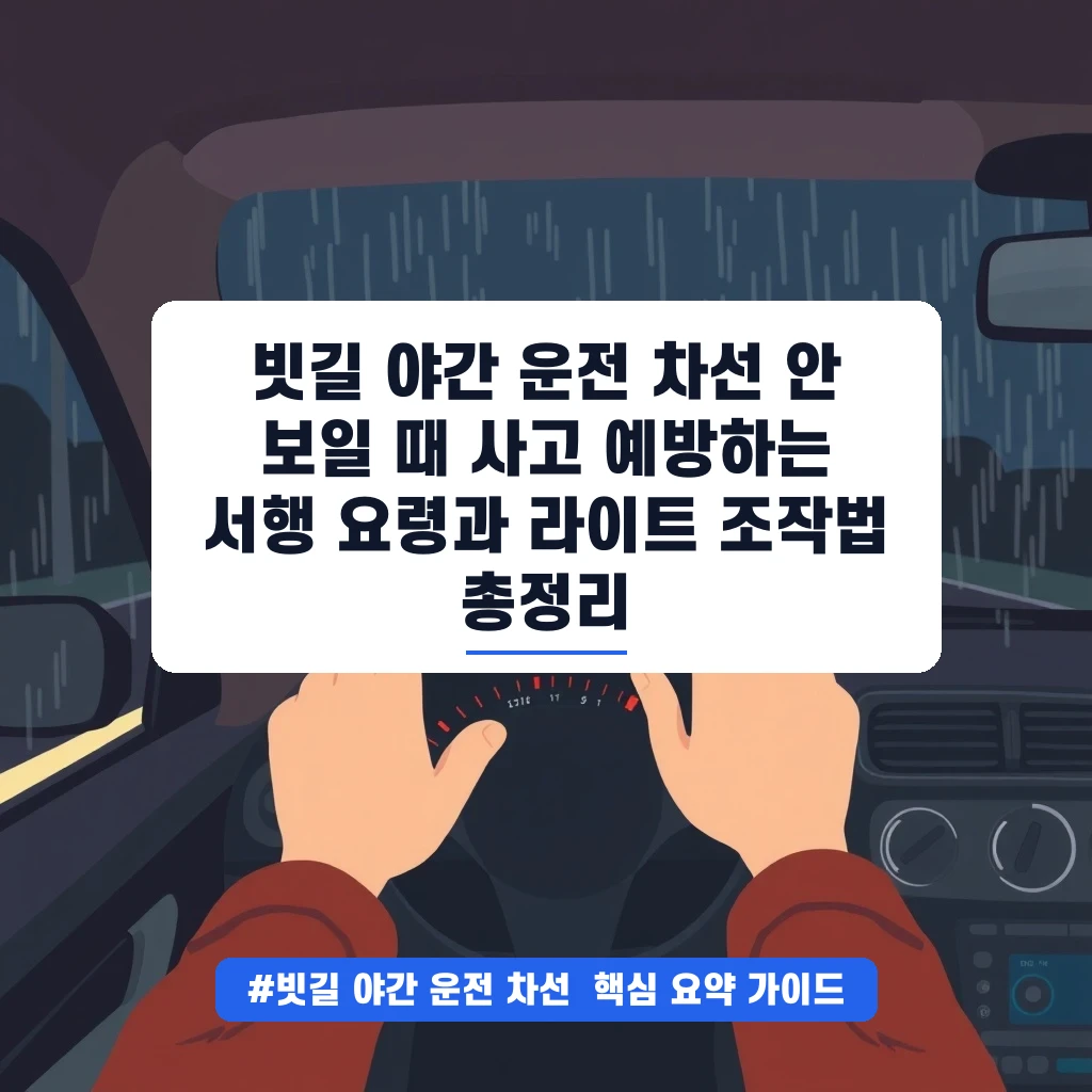 빗길 야간 운전 차선 안 보일 때 사고 예방하는 서행 요령과 라이트 조작법 총정리