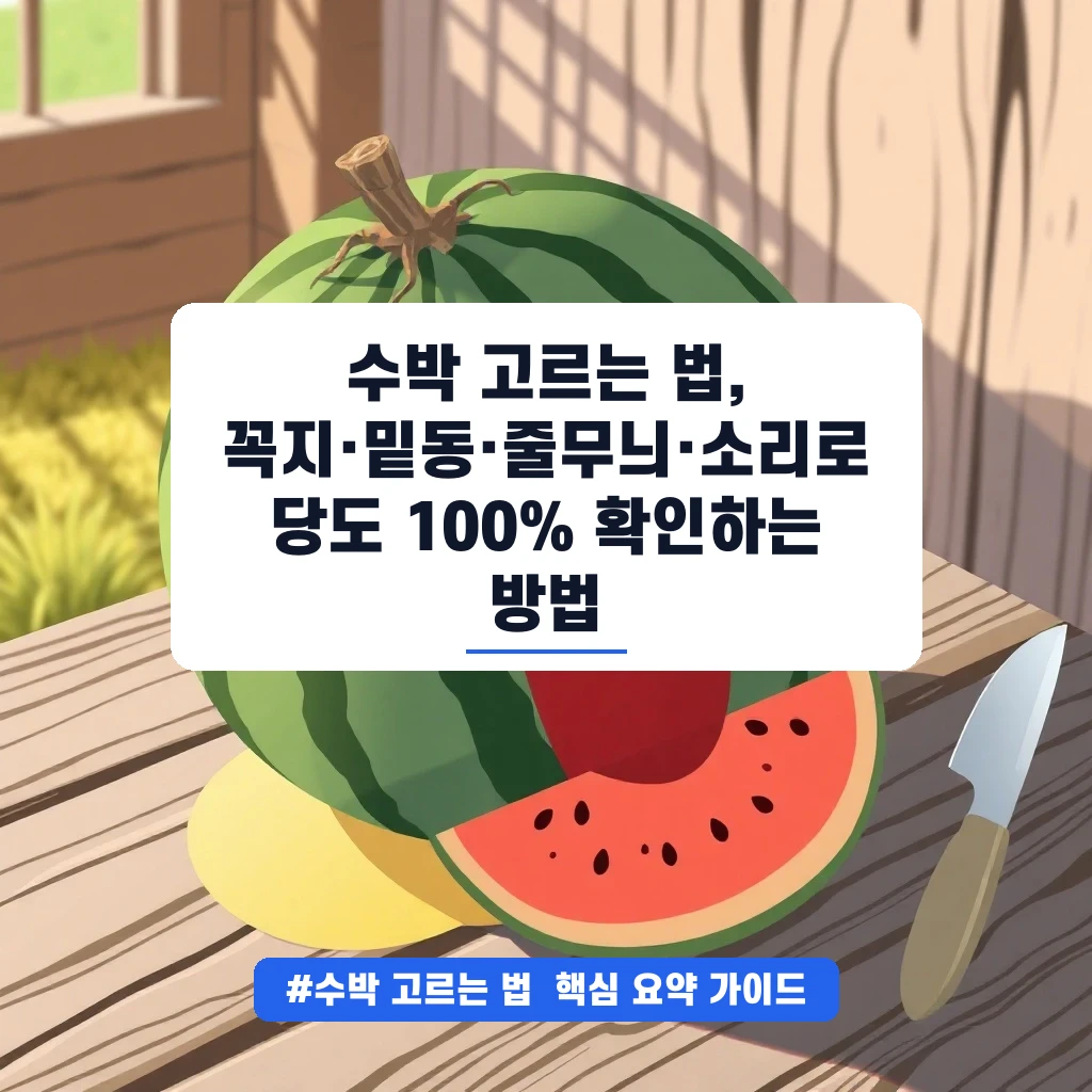 수박 고르는 법, 꼭지·밑동·줄무늬·소리로 당도 100% 확인하는 방법 안내