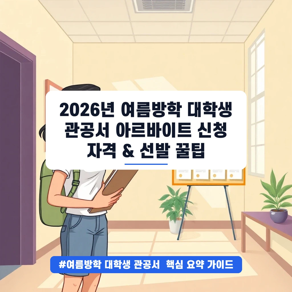 2026년 여름방학 대학생 관공서 아르바이트 신청 자격 & 선발 꿀팁 안내
