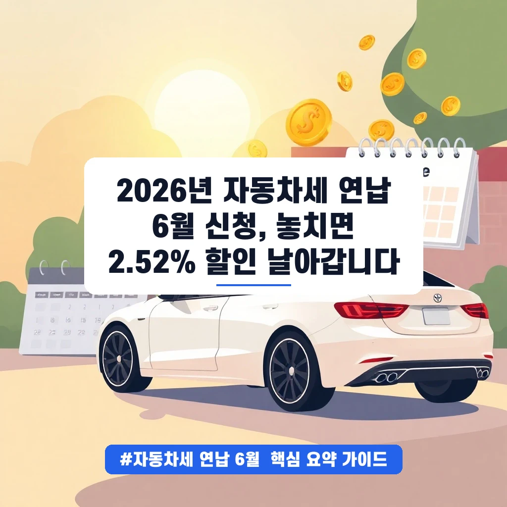 2026년 자동차세 연납 6월 신청, 놓치면 2.52% 할인 날아갑니다 안내