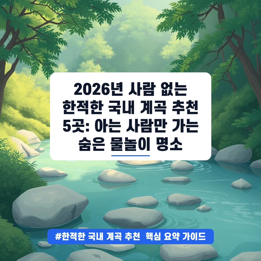2026년 사람 없는 한적한 국내 계곡 추천 5곳: 아는 사람만 가는 숨은 물놀이 명소 안내