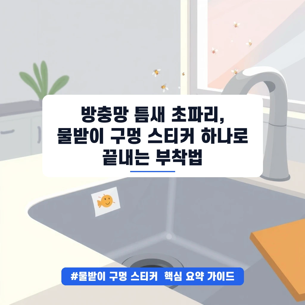 방충망 틈새 초파리, 물받이 구멍 스티커 하나로 끝내는 부착법 안내