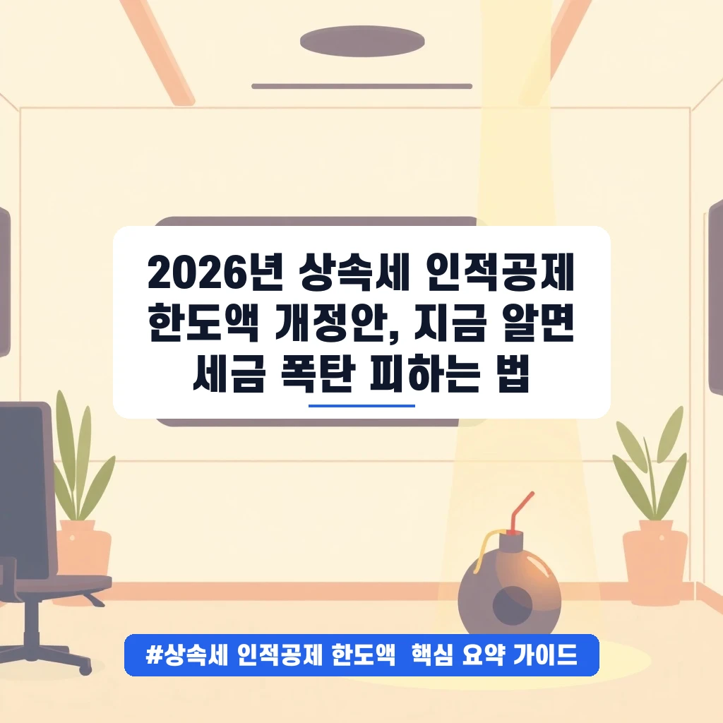 2026년 상속세 인적공제 한도액 개정안, 지금 알면 세금 폭탄 피하는 법