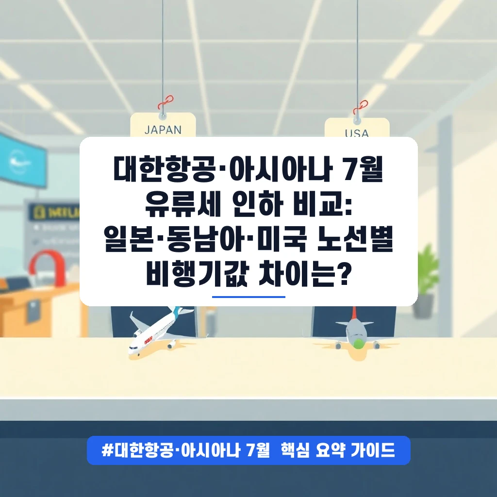 대한항공·아시아나 7월 유류세 인하 비교: 일본·동남아·미국 노선별 비행기값 차이는? 안내
