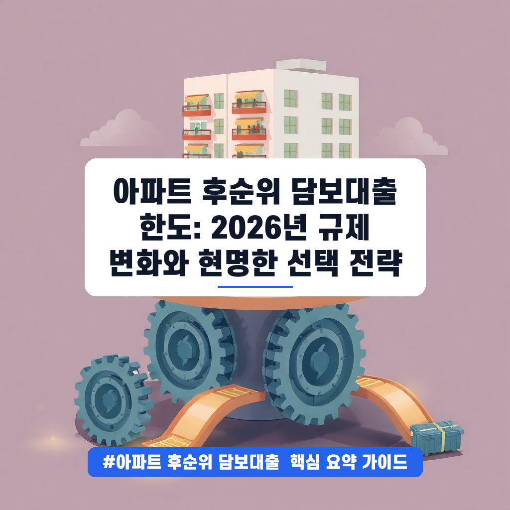 아파트 후순위 담보대출 한도: 2026년 규제 변화와 현명한 선택 전략 안내