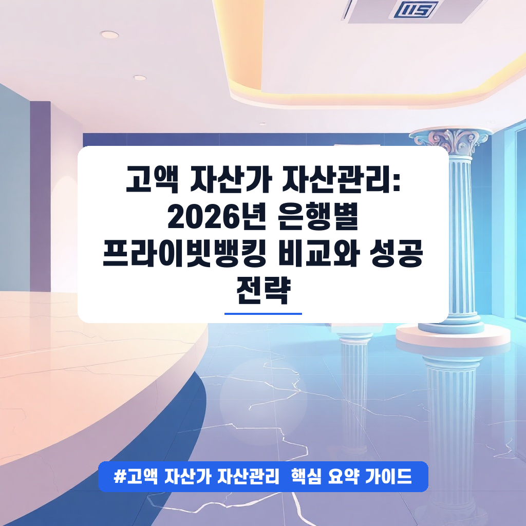고액 자산가 자산관리: 2026년 은행별 프라이빗뱅킹 비교와 성공 전략 안내