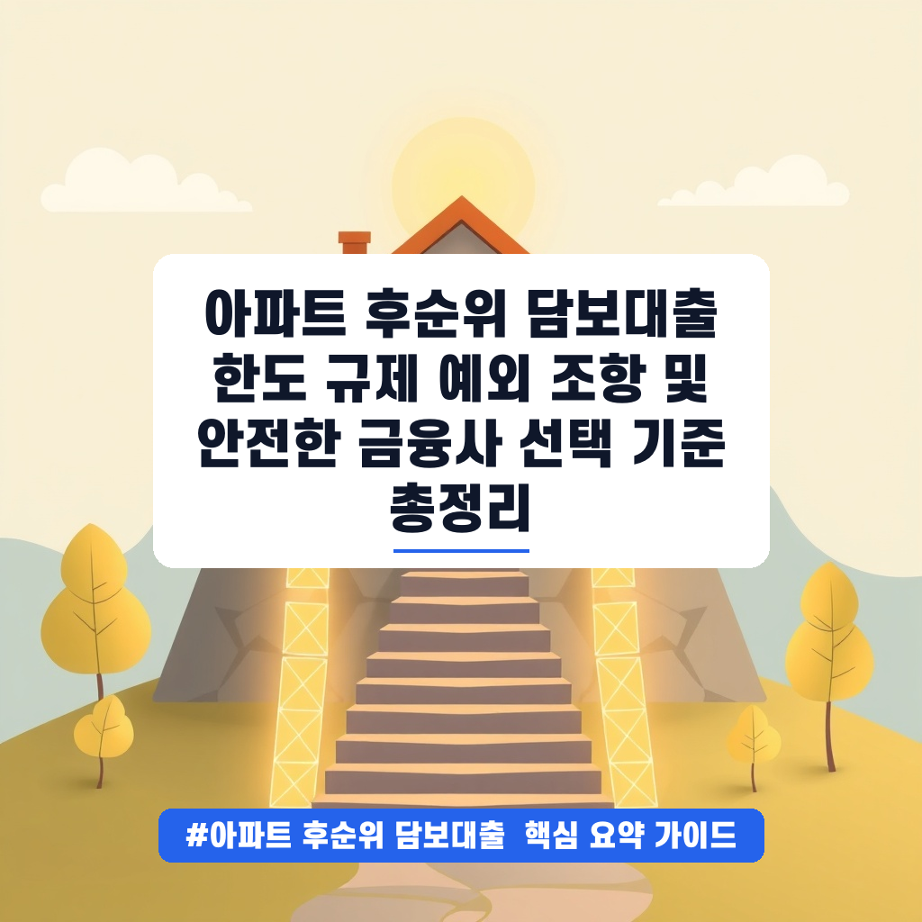 아파트 후순위 담보대출 한도 규제 예외 조항 및 안전한 금융사 선택 기준 총정리 안내