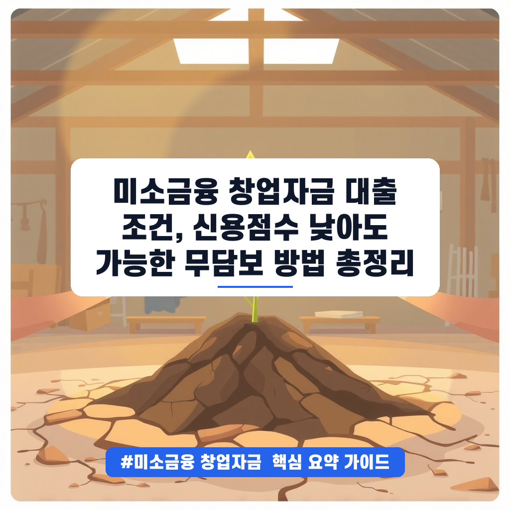 미소금융 창업자금 대출 조건, 신용점수 낮아도 가능한 무담보 방법 총정리 안내