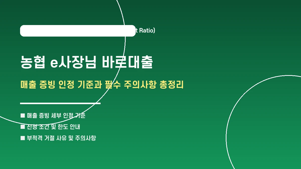 농협 e사장님 바로대출 신청 시 매출 증빙 인정 기준과 주의사항 안내