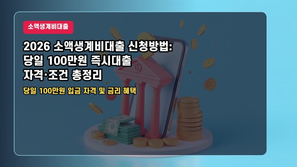 2026 소액생계비대출 신청방법: 당일 100만원 즉시대출 자격·조건 총정리