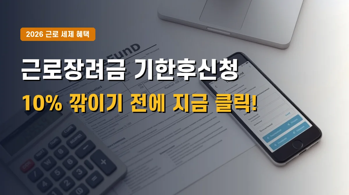 2026년 근로장려금 기한후신청 방법 | 11월 30일까지 90% 지급 감액 기준