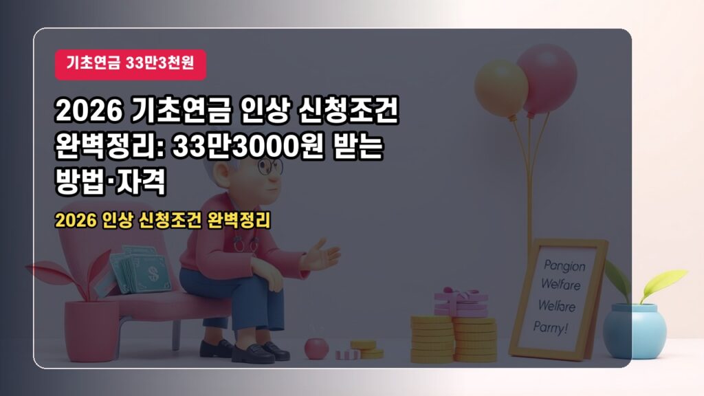 2026 기초연금 인상 신청조건 완벽정리: 33만3000원 받는 방법·자격