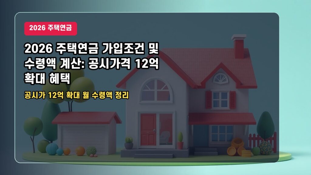 2026 주택연금 가입조건 및 수령액 계산: 공시가격 12억 확대 혜택