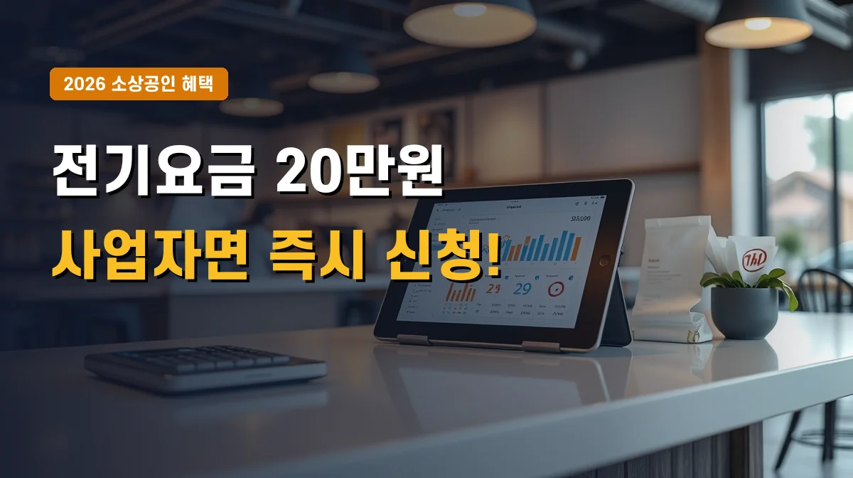 2026년 소상공인 전기요금 특별지원 신청방법 | 연매출 1억 4천만원 이하 20만원 환급