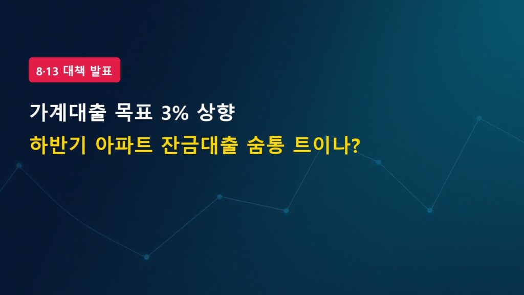 [8·13 부동산 대책 발표] 가계대출 목표 3% 상향, 내 아파트 잔금대출 숨통 트이나?