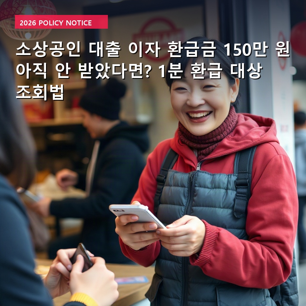 소상공인 대출 이자 환급금 150만 원 아직 안 받았다면? 1분 환급 대상 조회법