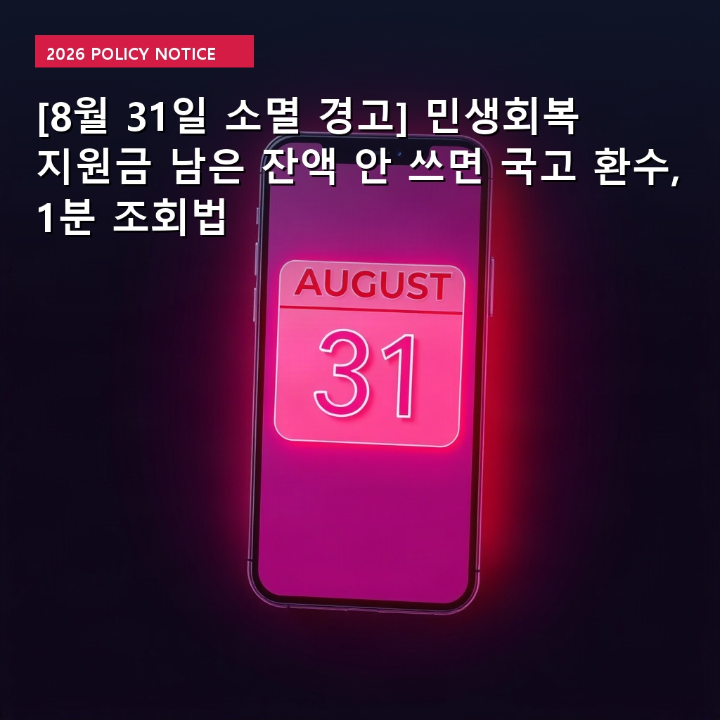 [8월 31일 소멸 경고] 민생회복 지원금 남은 잔액 안 쓰면 국고 환수, 1분 조회법